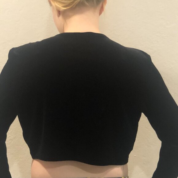 Pretty Black Velour Cropped Jacket Size Girls M or Petite Women's - Picture 3 of 5